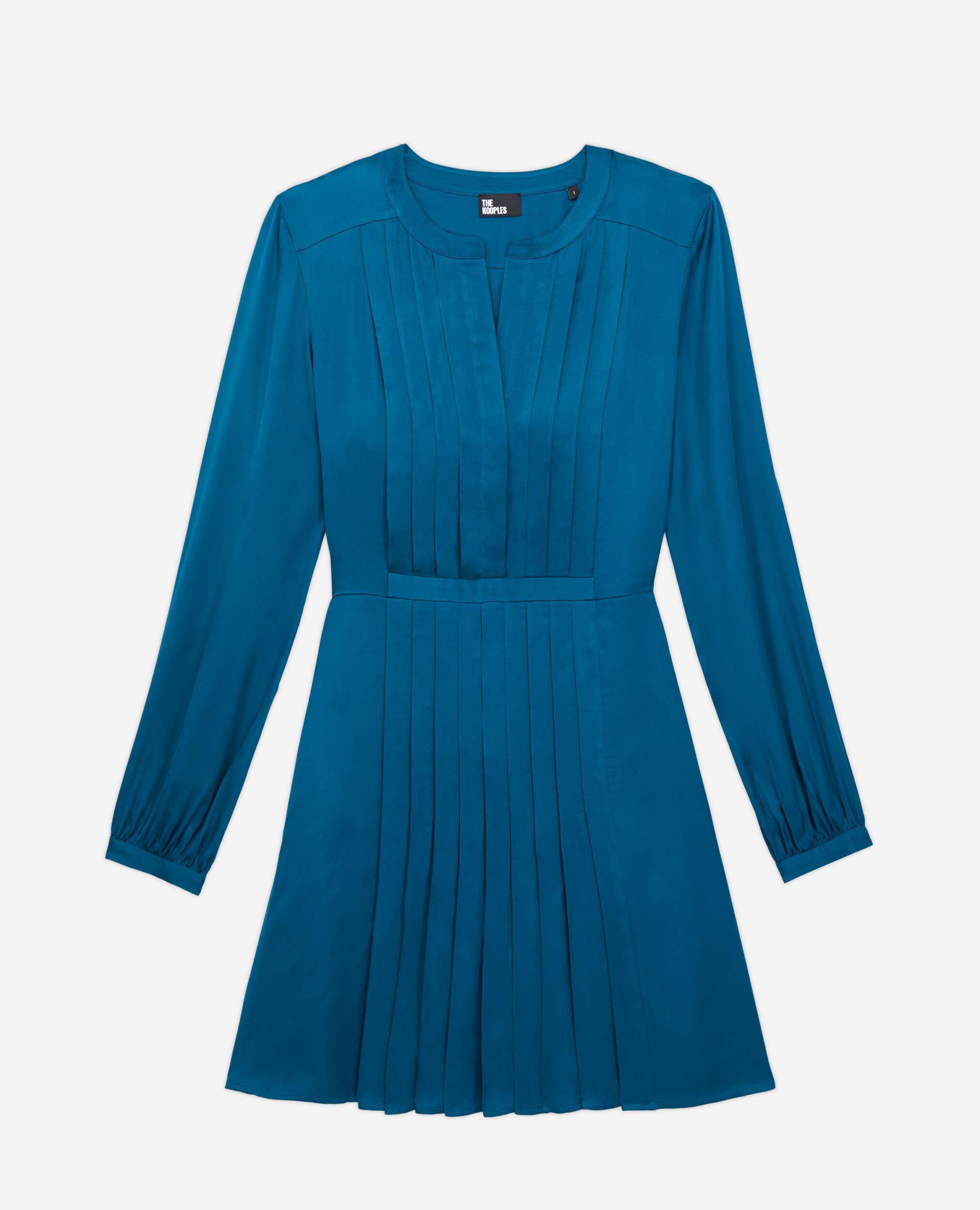 Robe courte bleue avec plissage
