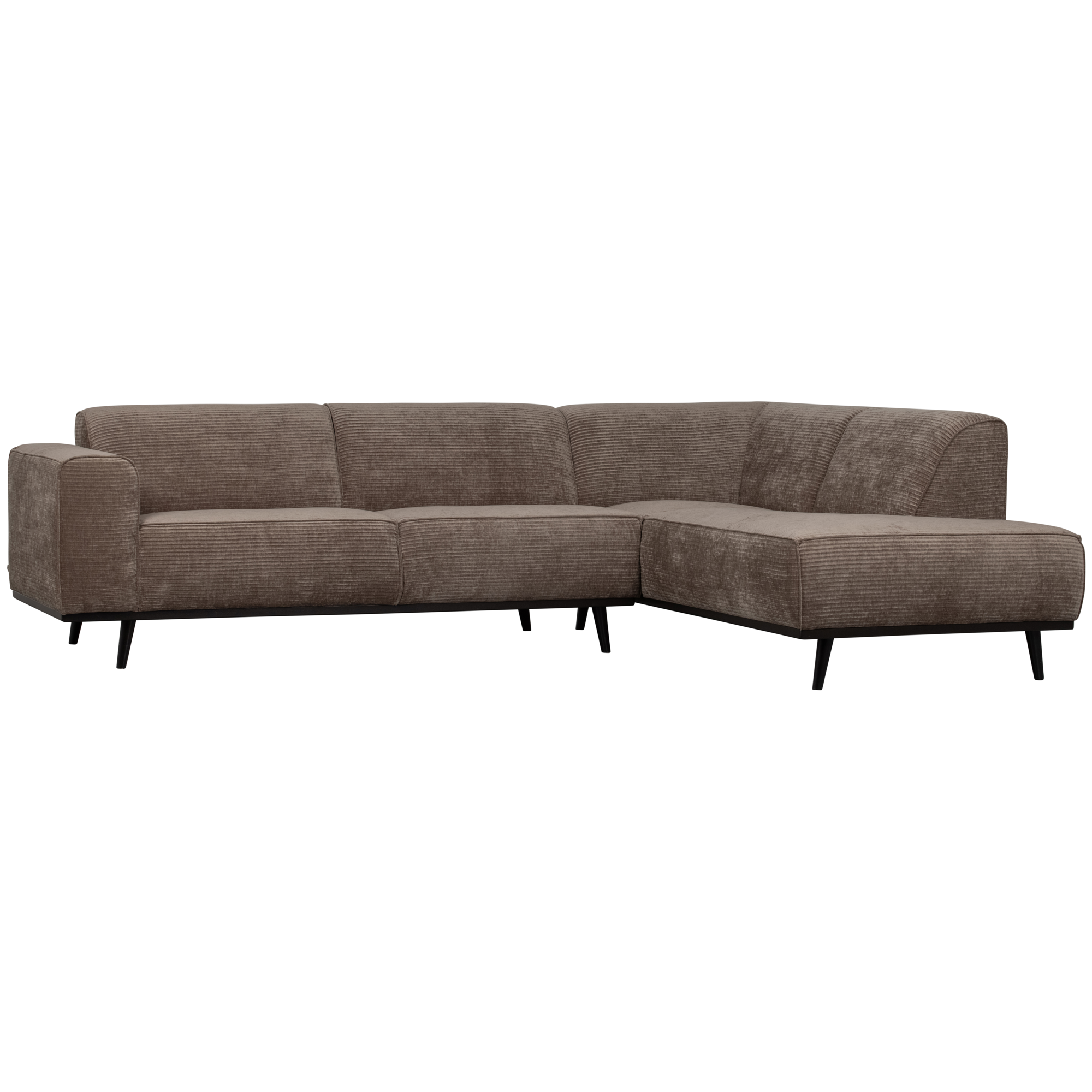 Statement Hoekbank Rechts - Platte Brede Rib - Taupe