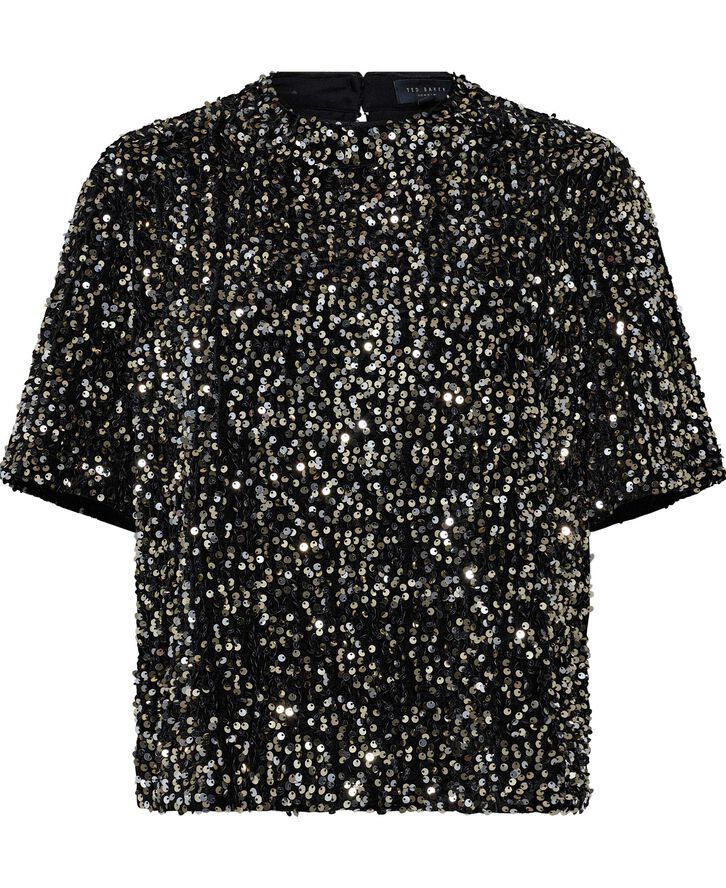 Ted Baker ZARHAAA Boxy Velvet Sequin Tee Black