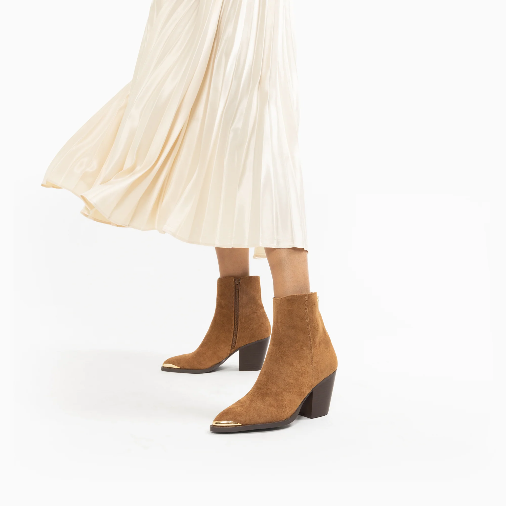 Bottines-Bottines santiags Jenn camel à talon