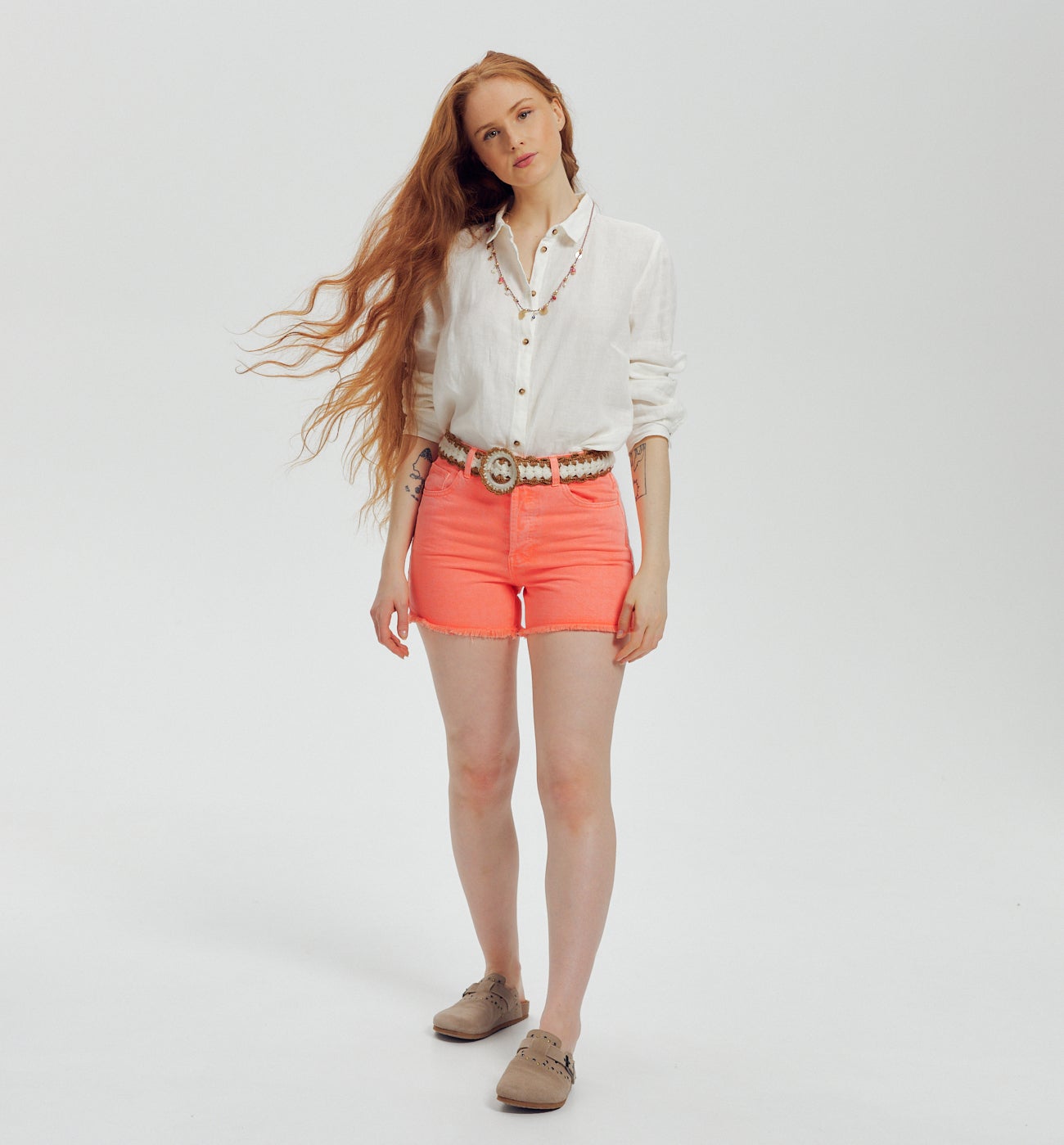 Short en jean pastel Femme - Corail