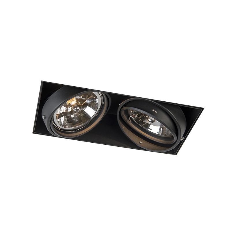 Set van 6 Inbouwspot zwart AR111 draai- en kantelbaar trimless 2-lichts - Oneon