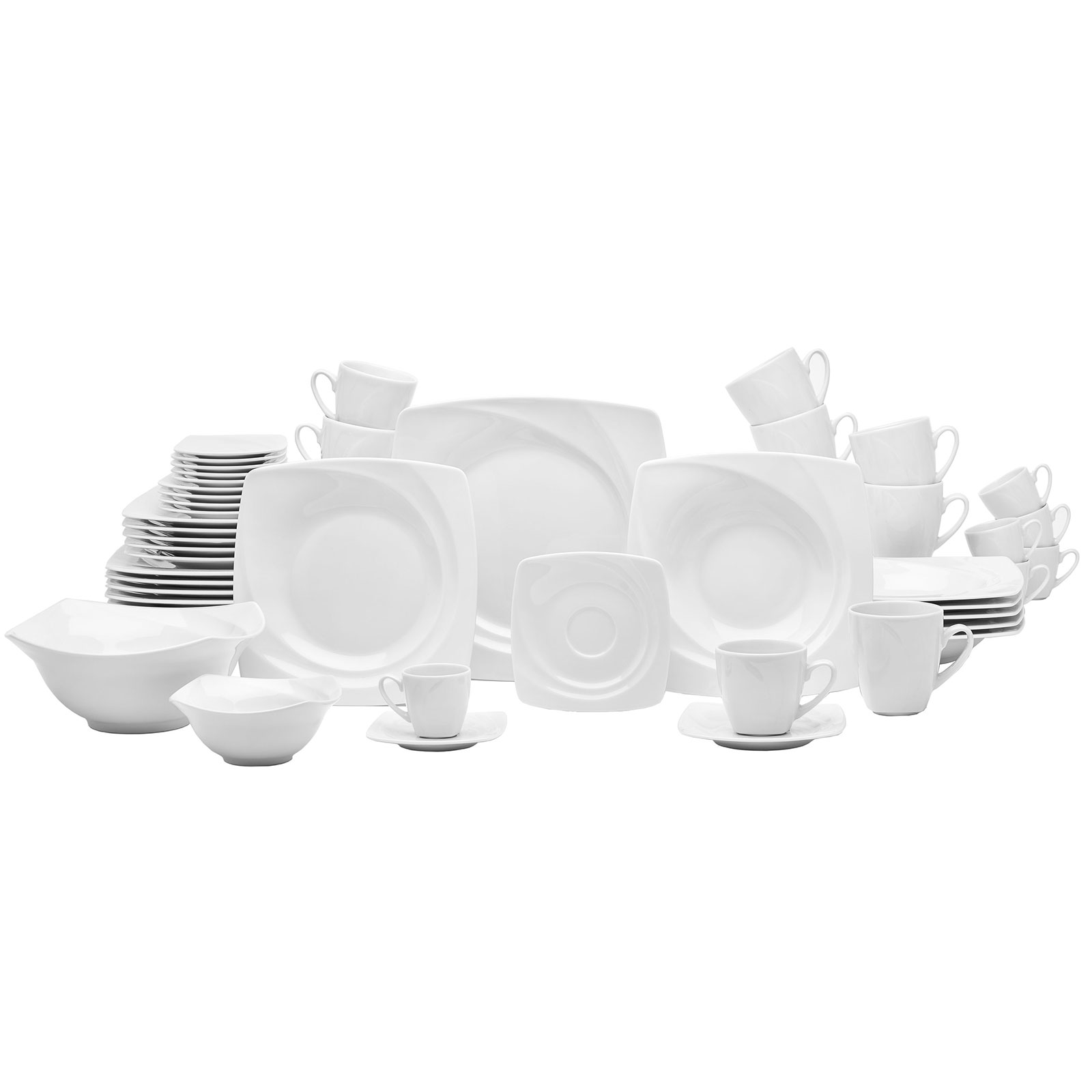 Geschirrset - eckig - 50-teilig - 6 Personen