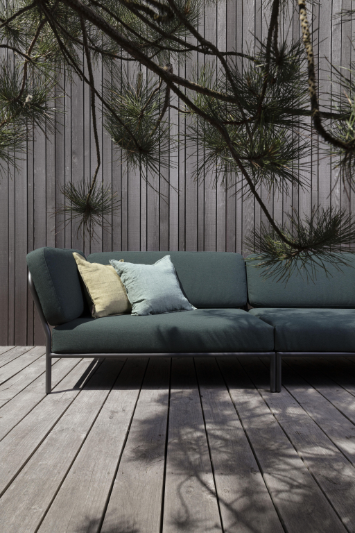 Houe Level linker hoek 2-zits loungebank frame donkergrijs stof char heritage