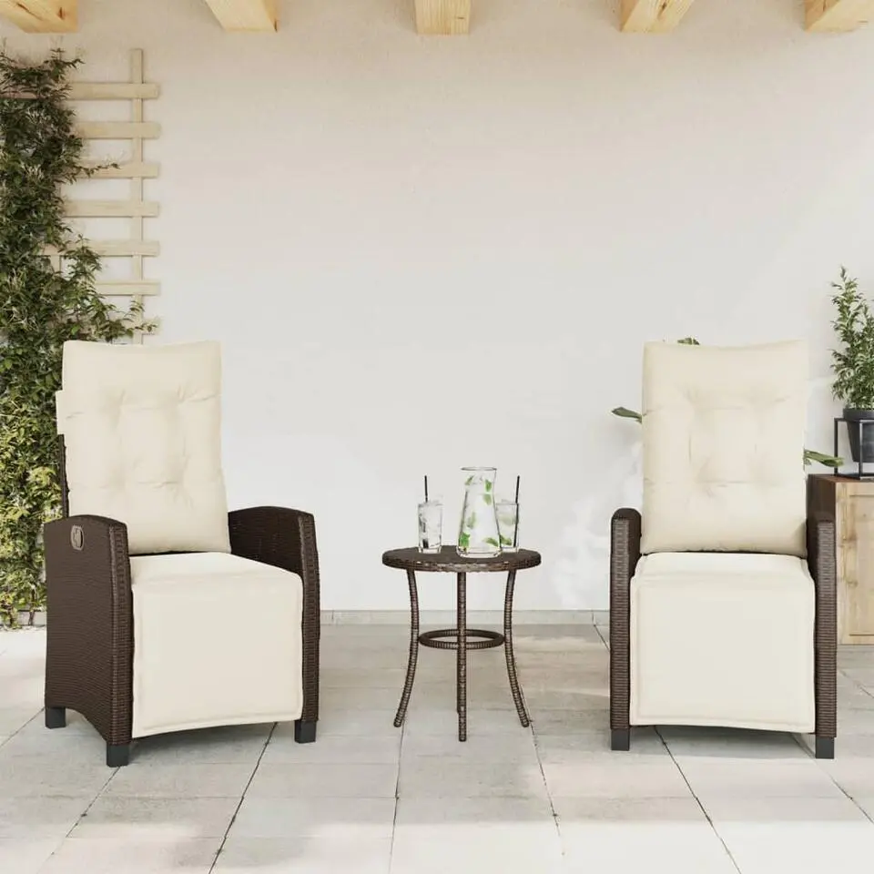 vidaXL - Verstelbare tuinstoelen en voetensteun - Bruin - Poly rattan - 2 stuks
