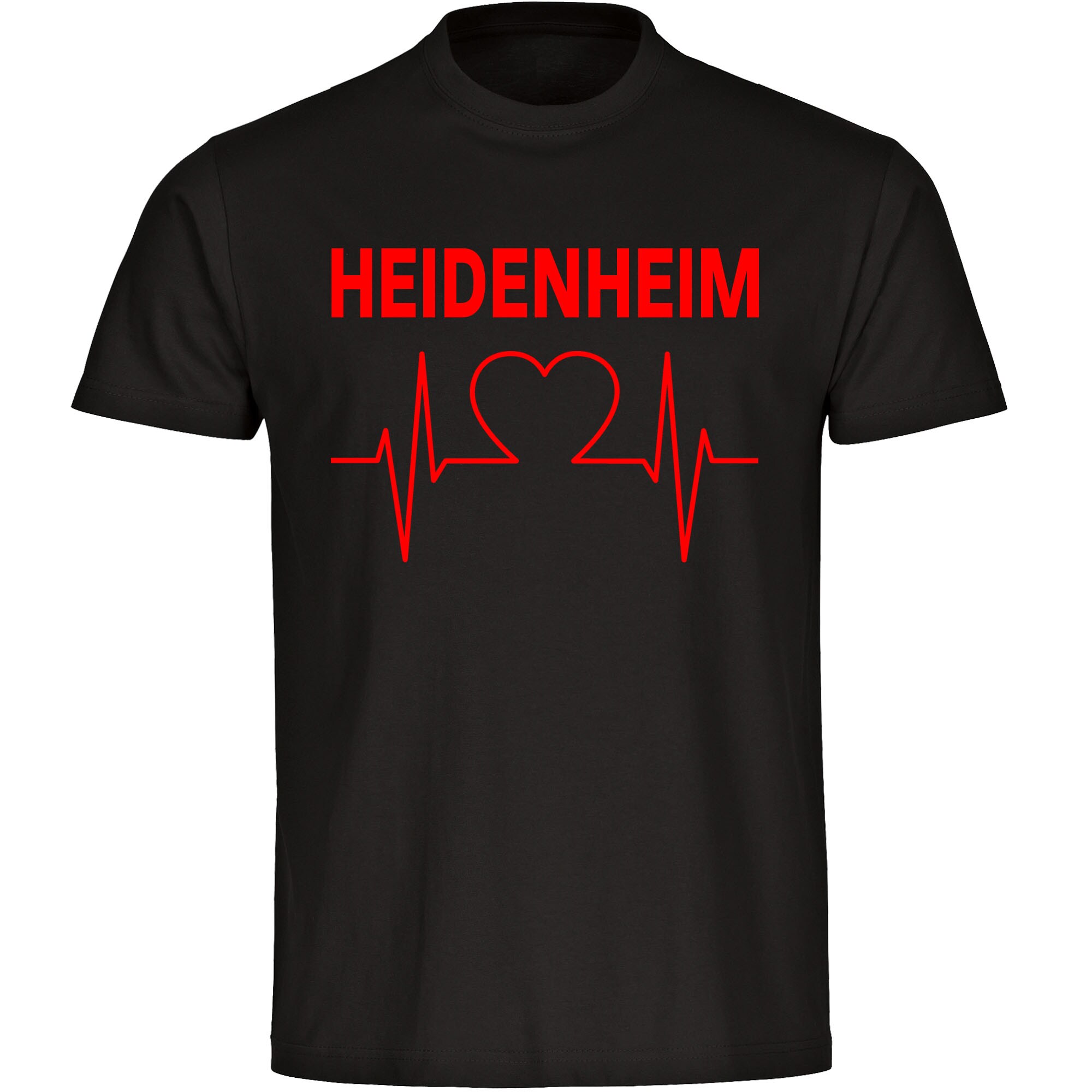 multifanshop® Herren T-Shirt - Heidenheim - Herzschlag - Druck rot