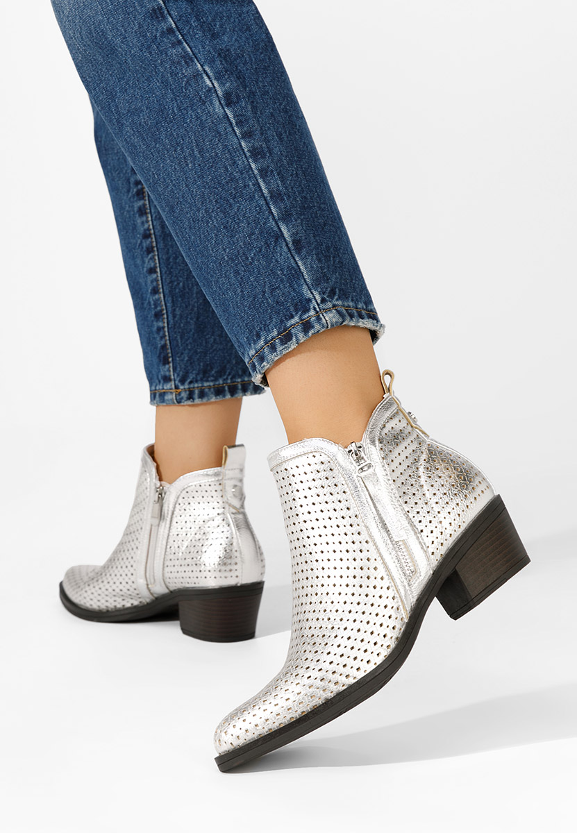 Bottines à gros talon argent Larivinne