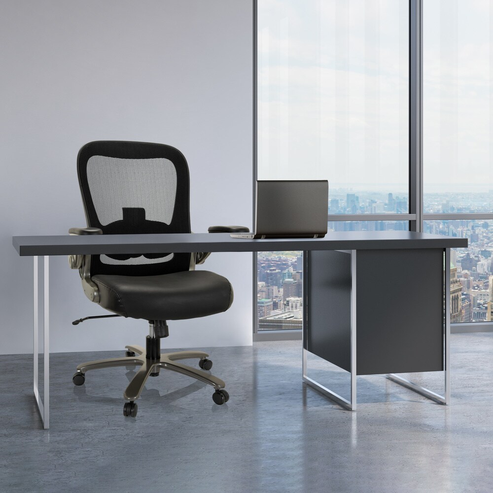 XXL Drehstuhl INSTRUCTOR XXL T I Netzstoff/Leder mit abklappbaren Armlehnen hjh OFFICE
