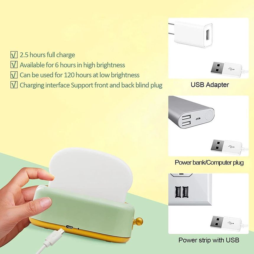 HOMTEC - Toast USB oplaadbare nachtlamp