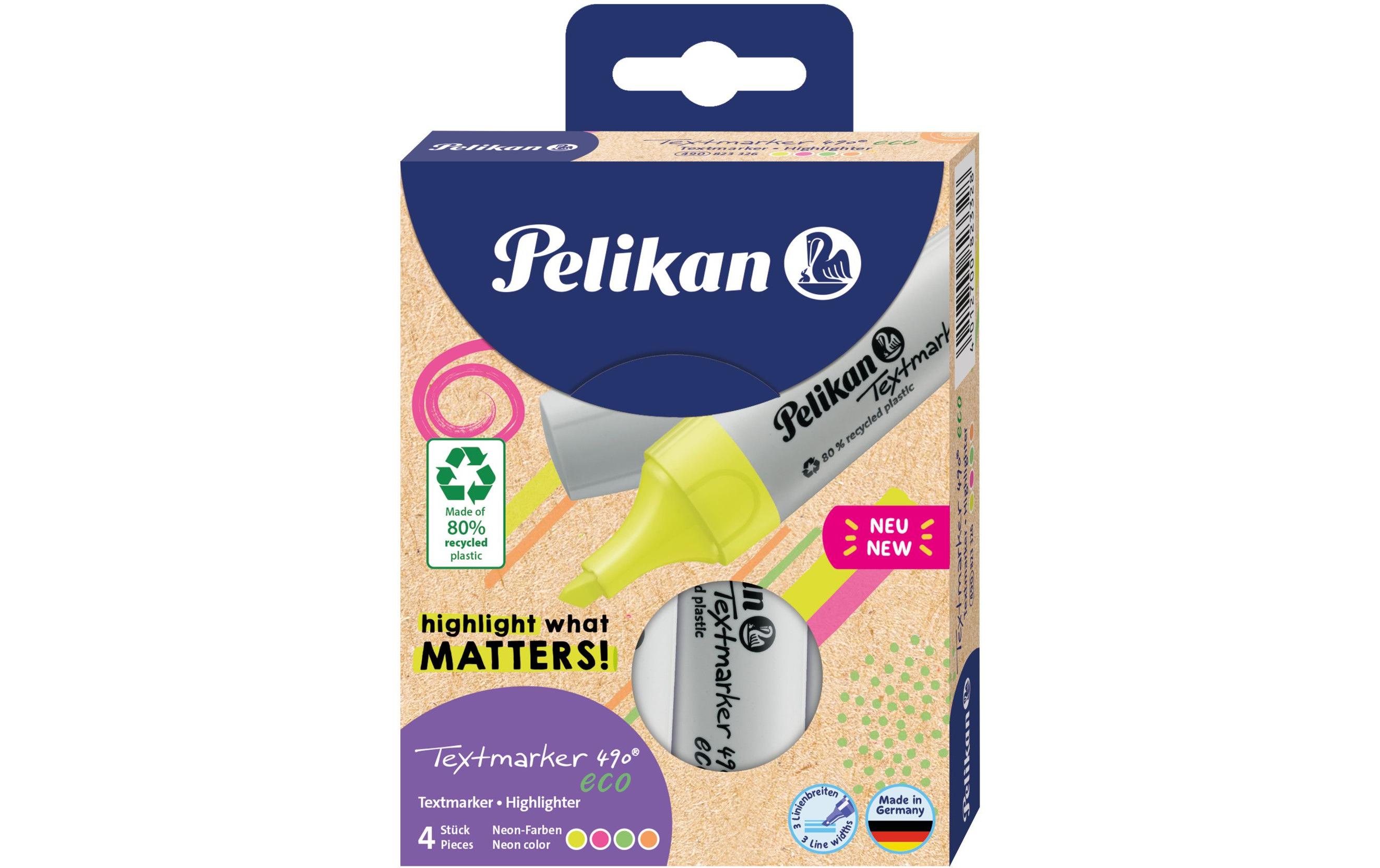 Textmarker 490 eco Set 4 Stück, MehrfarbigMarker mit hoher Leuchtkraft