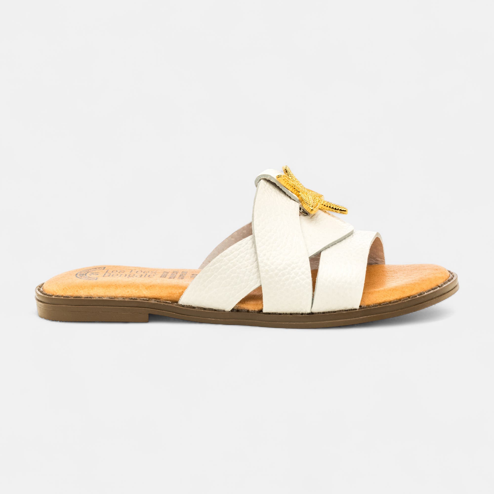Nu-pieds Fille en cuir blanc