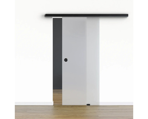 Pertura glazen schuifdeur complete set Glera Satin 900x2050 mm incl. Selir aluminium zwart beslag, verzonken handgreep