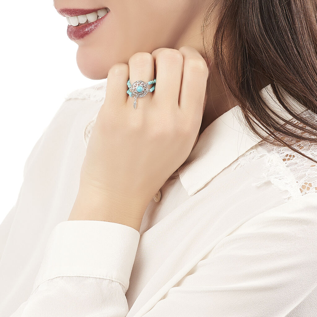 Bague Rojin Argent Blanc Pierre De Synthese