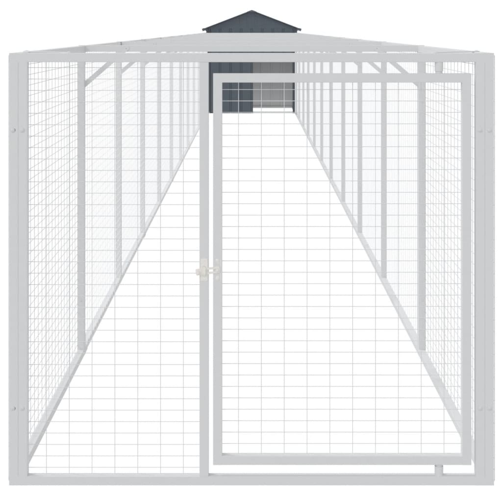 Canil vidaXL com área de exercício, aço galvanizado, cinza, 117x201x123 cm