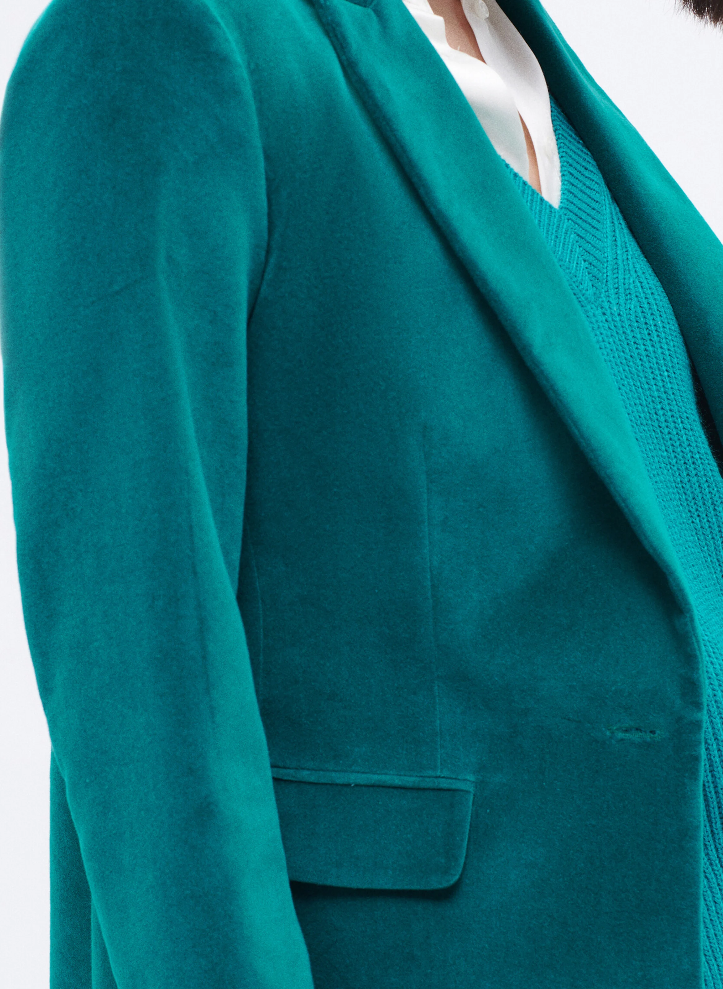 AURORAB - Veste de tailleur en coton aspect velours | Bleu