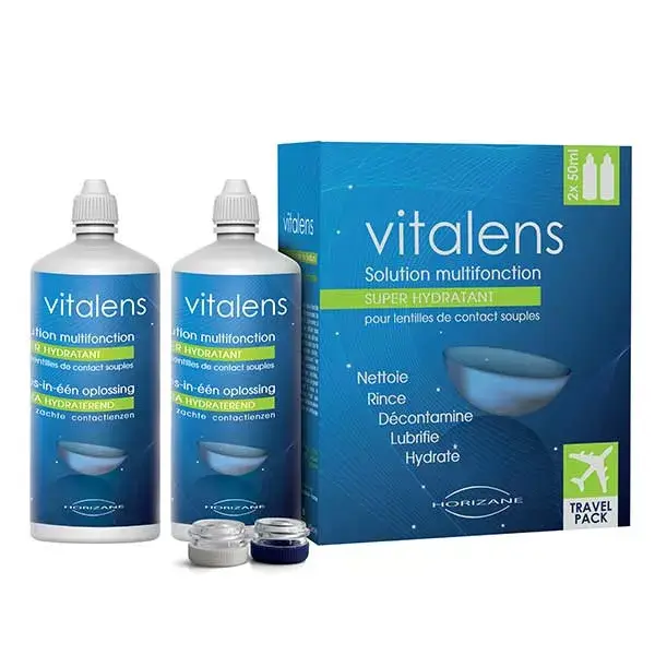Vitalens Solução para Lentes de Contato Gelatinosas - Kit Viagem, Pacote com 2 x 50ml