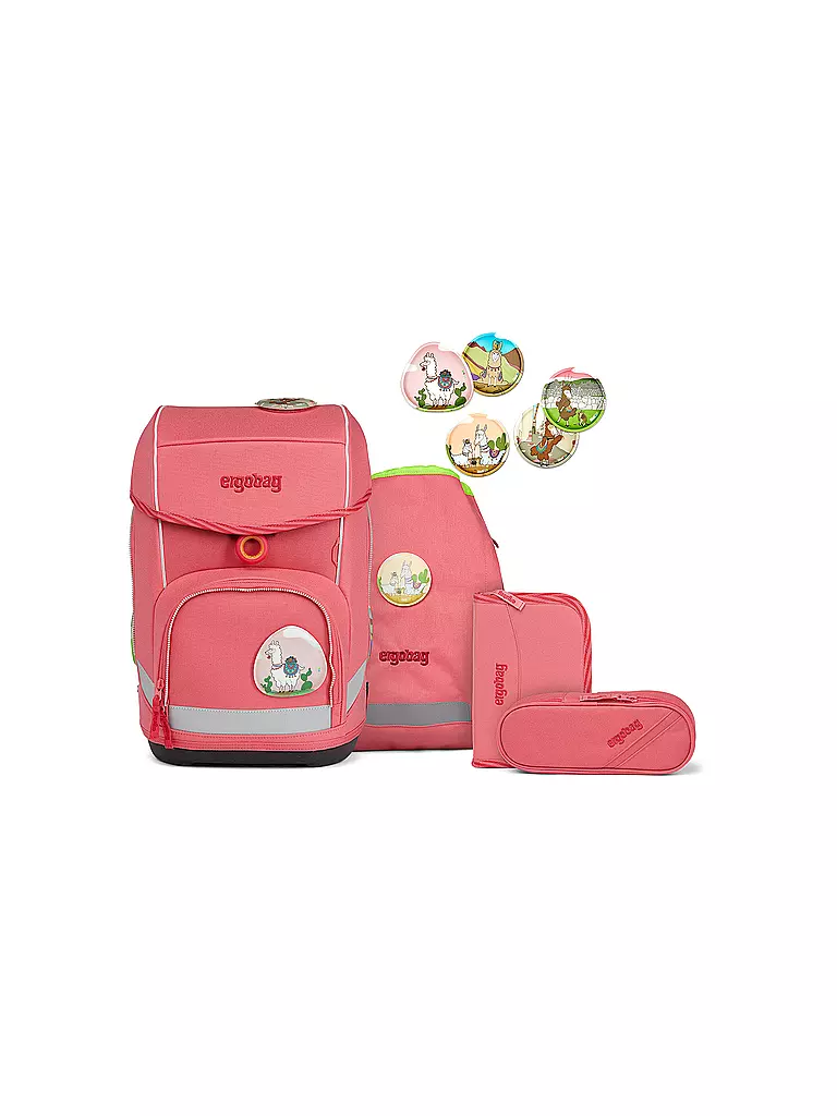 ERGOBAG Schultaschen Set 5tlg Cubo Lamas in Bärjamas rosa