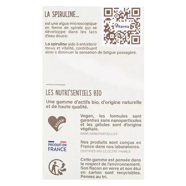 Nutrisanté Vitavea Les Nutri'Sentiels Espirulina Orgânica 30 comprimidos