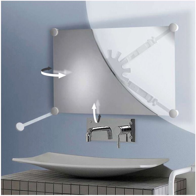 Miroir de salle de bain orientable avec support et miroir