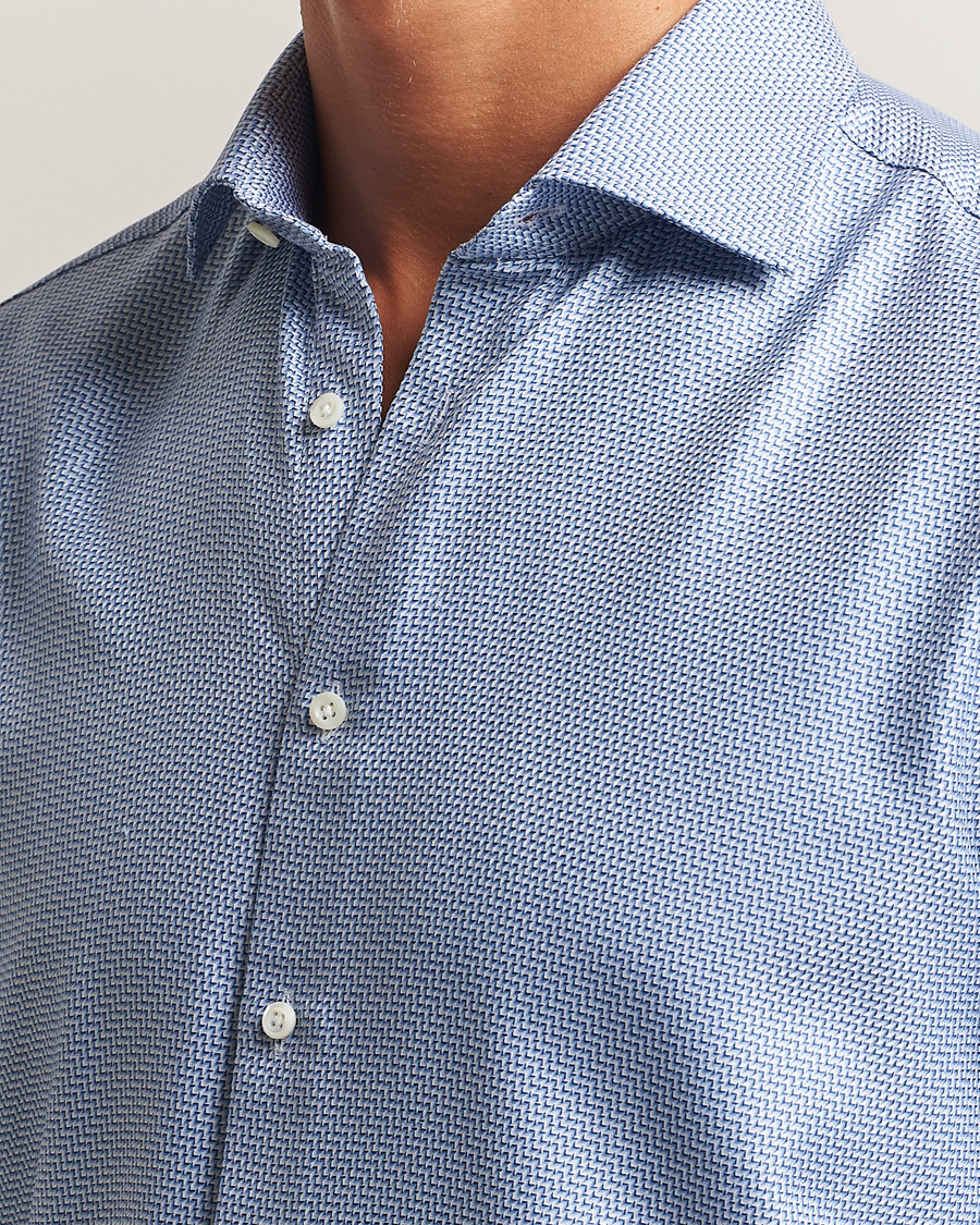 Stenströms Regular Fit Diagonal Cut Away Shirt Blue
