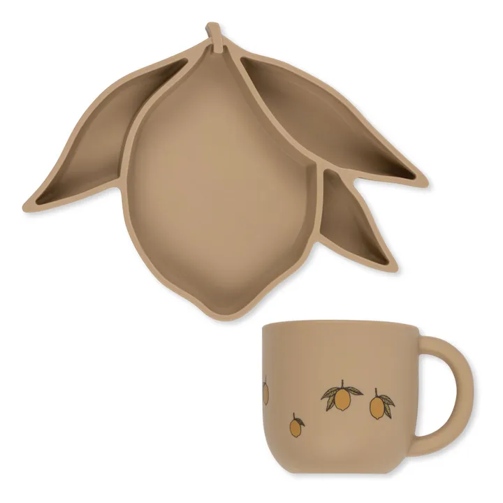 Konges Sløjd Set repas en silicone Citron | Sable