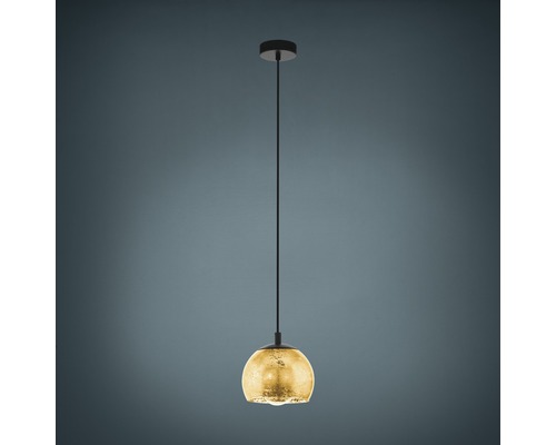 Hanglamp, 1-lichts, HxØ 110x19 cm, zwart/goud