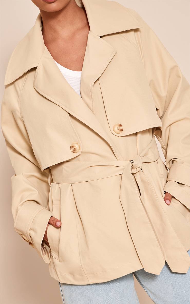Gris Pierre Trench Court Grande Taille