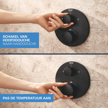 Grohe Precision Thermostat Perfect inbouw douchesysteem met  Vitalio Comfort 250 hoofddouche rond Mat Zwart