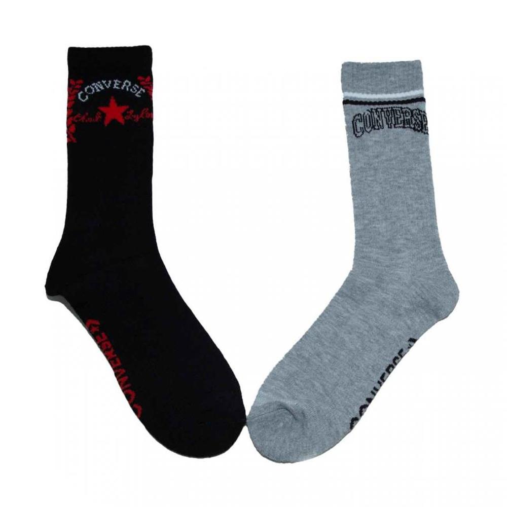 Converse 2x Paires de Chaussettes Noires/Grises Homme Converse S7020742
