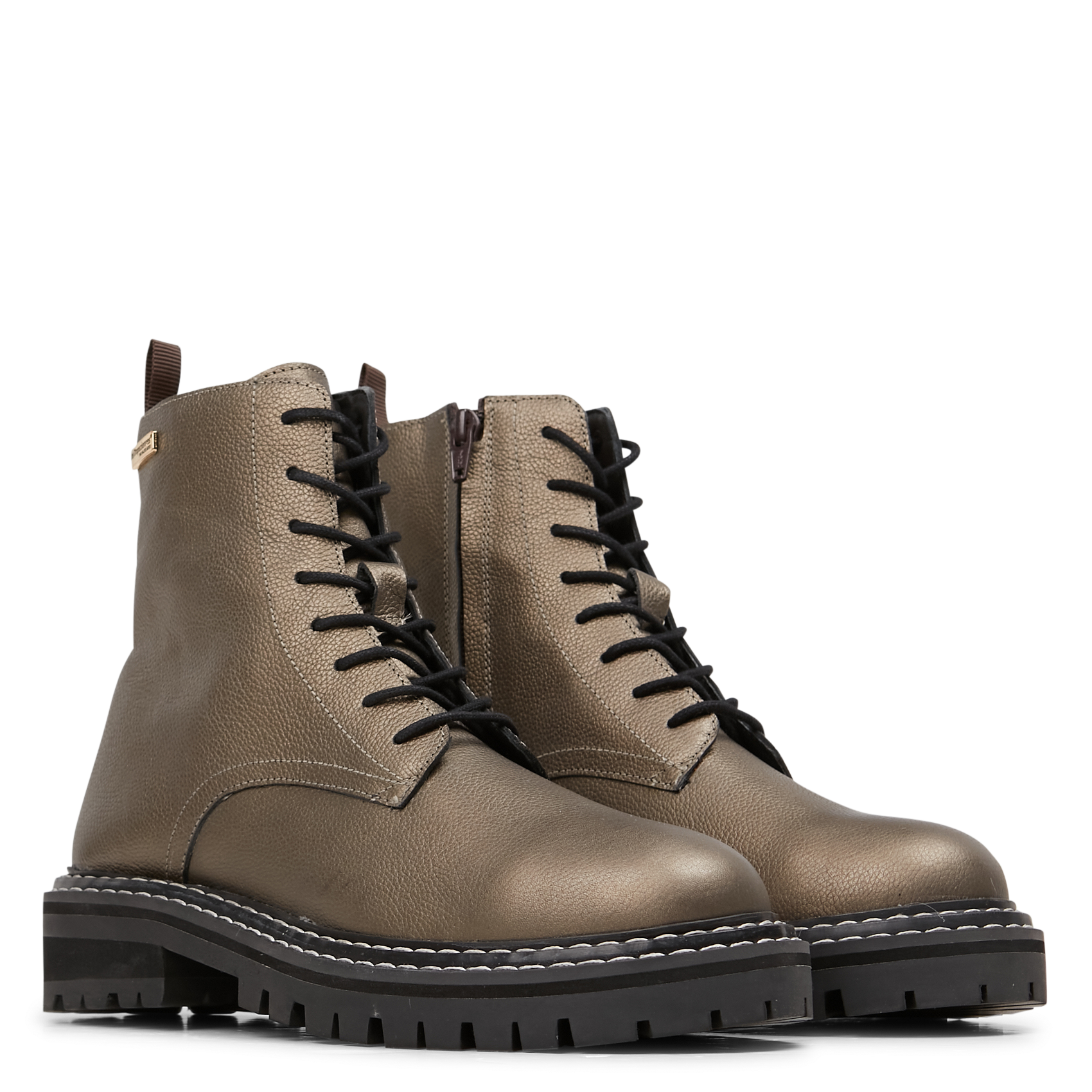 REINE - Boots rangers à lacets en cuir | Doré