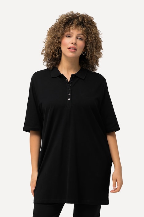 Poloshirt, Piqué, Polokragen, Samt-Knopfleiste, Halbarm