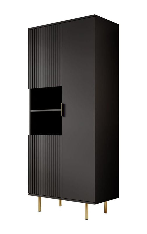 Nicola - Vitrinekast - Zwart - 80x41x190 cm