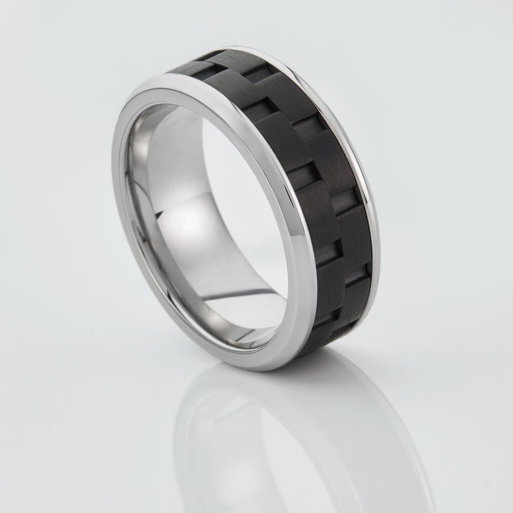 Bague Jourdan Oahu Acier Blanc Et Noir