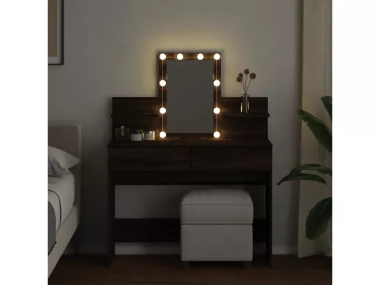 Coiffeuse avec LED chêne marron 100x40x130 cm