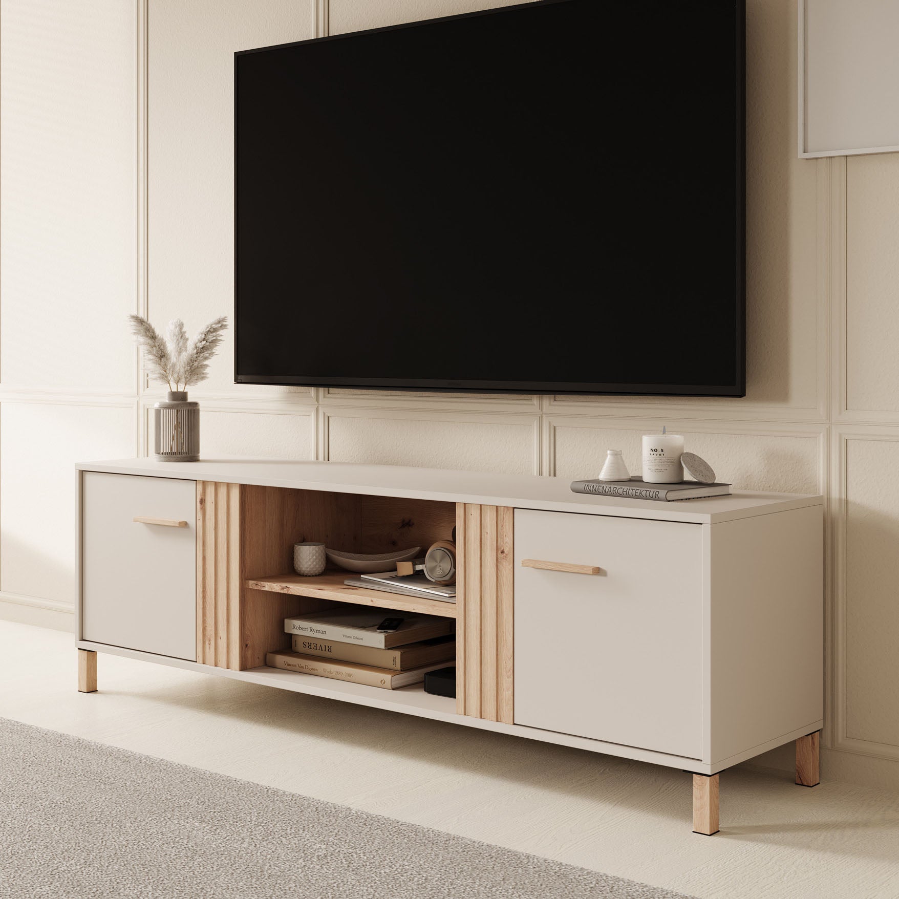 Bahia - TV-Meubel met 2 deuren - Beige - 163 cm
