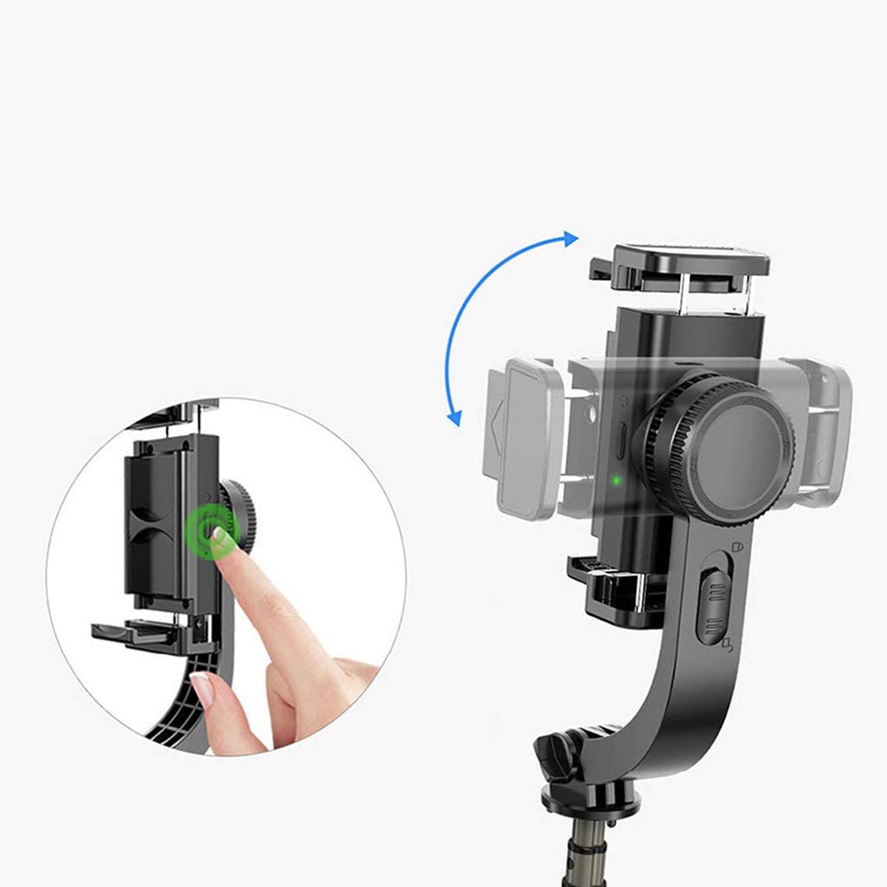(85cm) Gimbal 1-Achsen Stabilisator Selfie Stick Tripod Dreibein Stativ Halterung mit Bluetooth Fernauslöser für Smartphones - Schwarz
