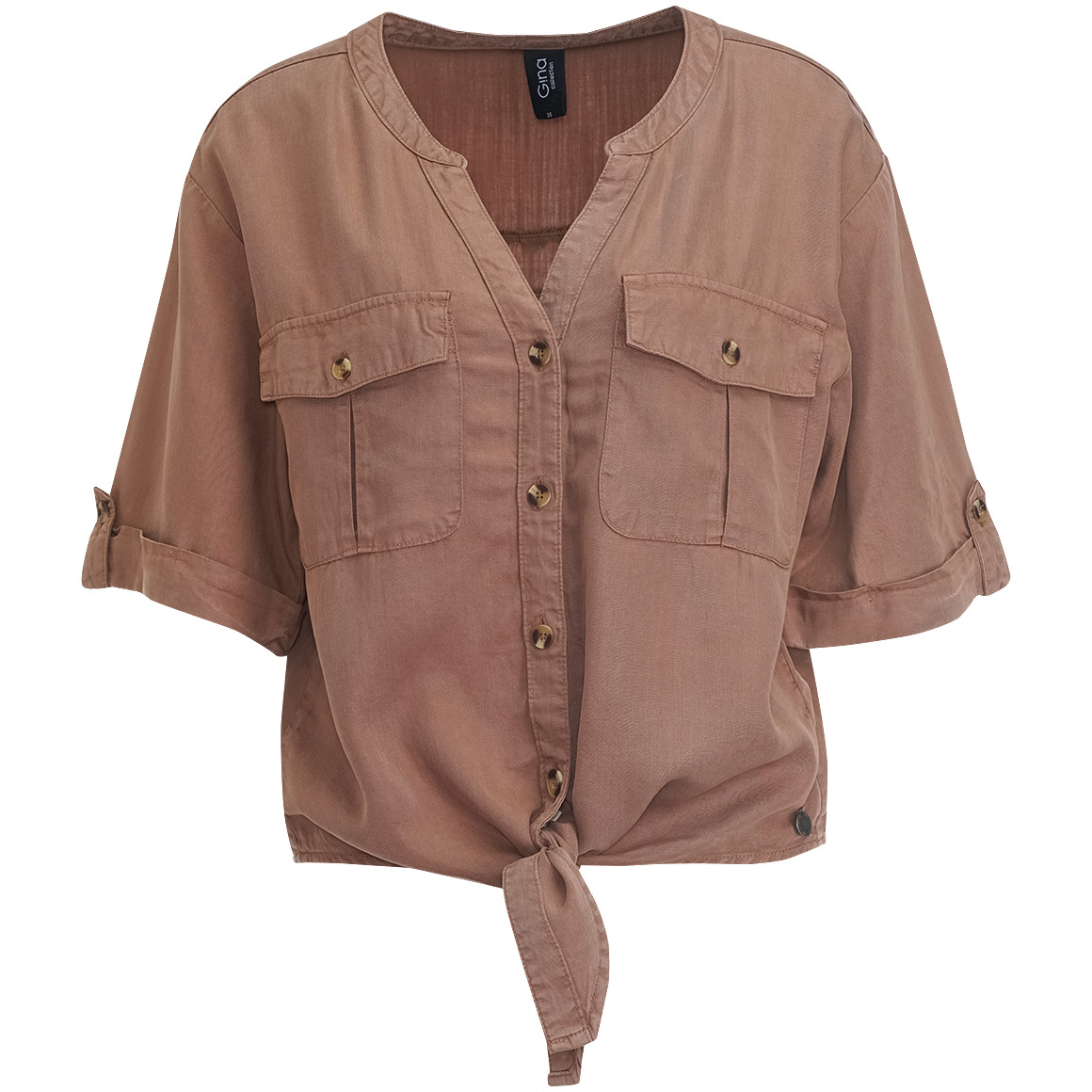 Gina Collection Damen Bluse mit Knotendetail braun