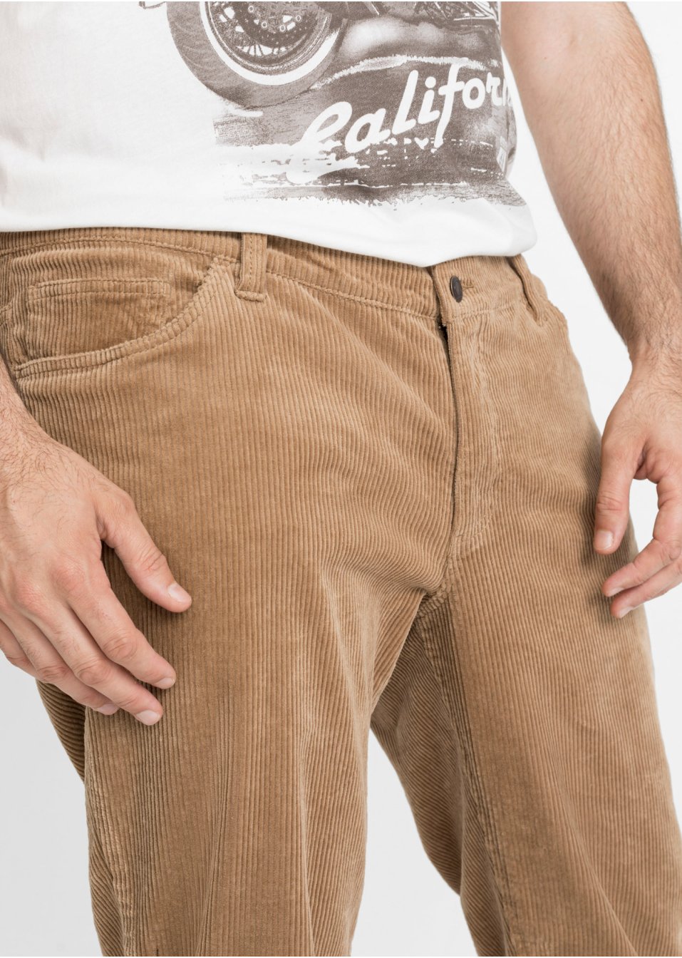 Pantalon velours côtelé extensible Classic Fit, Tapered