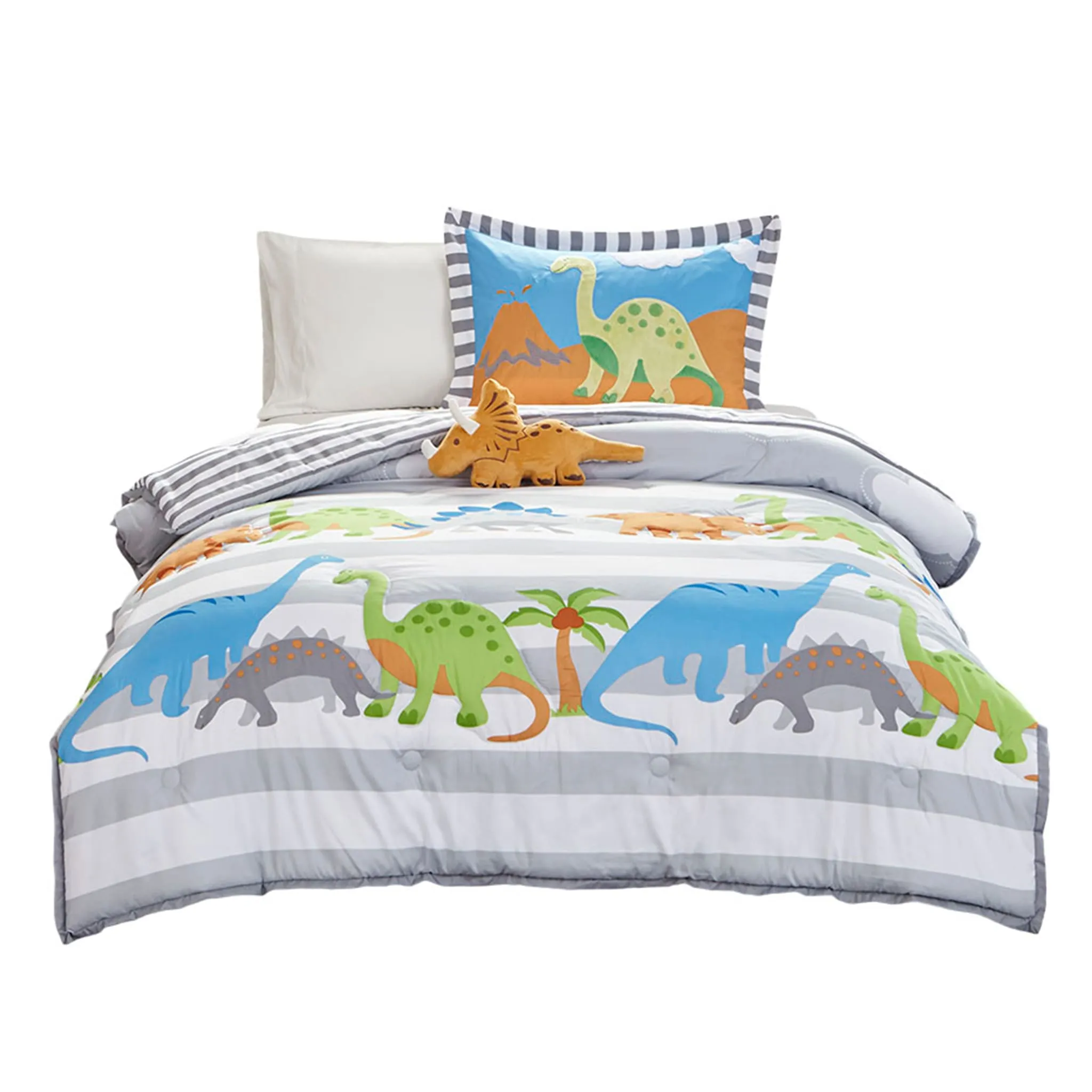 Clément - Maison Douillette 3 Morceaux Lit Simple - Dinosaures