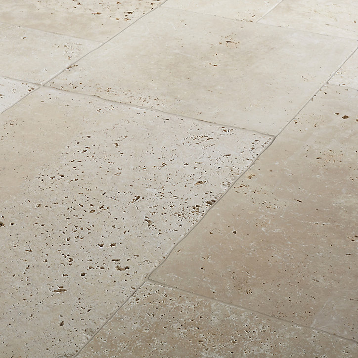 Carrelage sol beige multi formats Travertino pierre naturelle