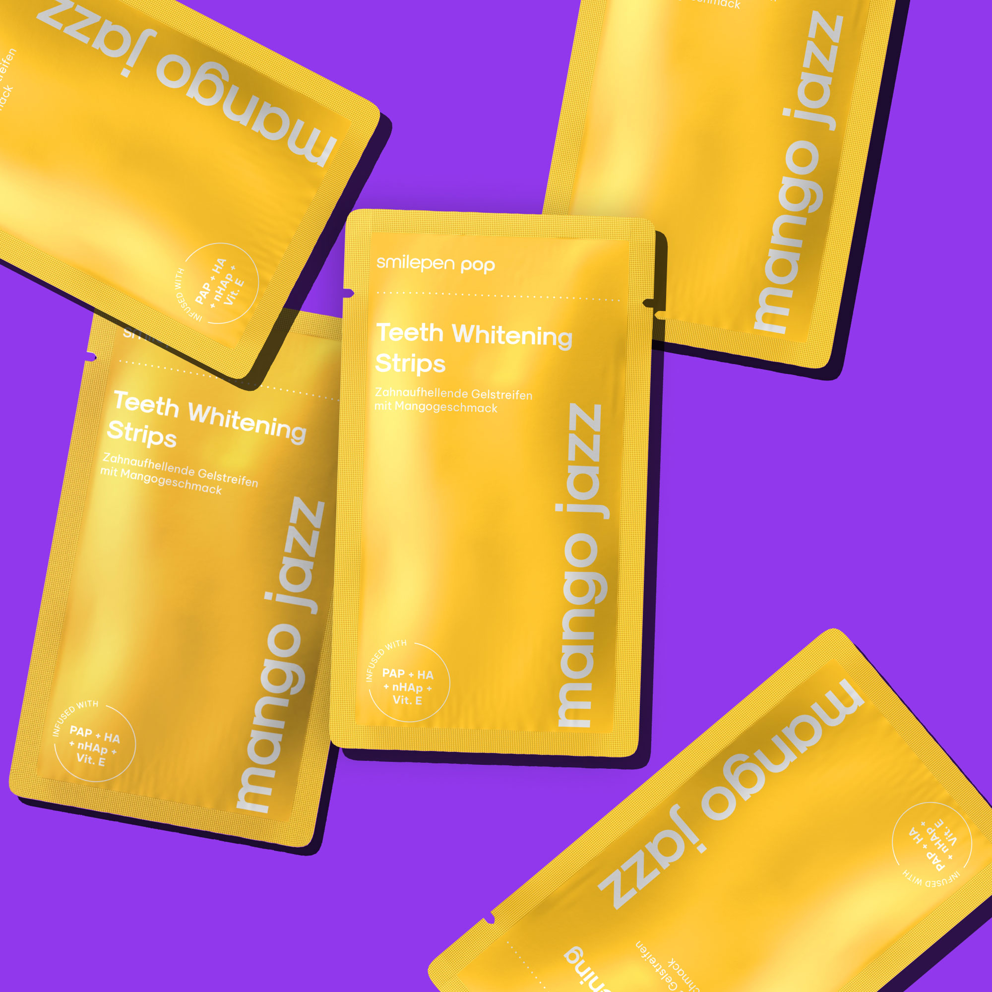 (14er Set) Zahnbleaching Pop Whitening Strips zur Zahnaufhellung (SPCWSMA) - Mango Jazz
