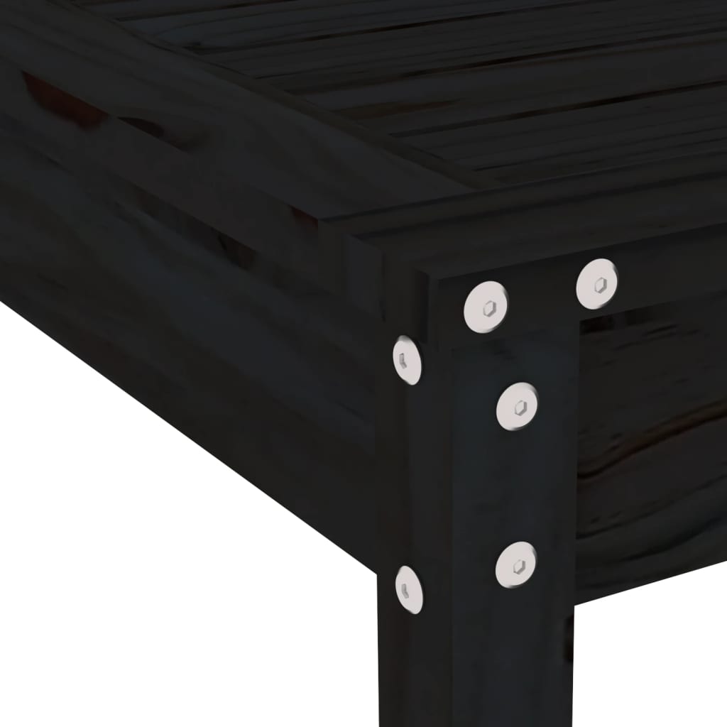 Ensemble de bistrot de jardin 3 pcs noir bois de pin massif