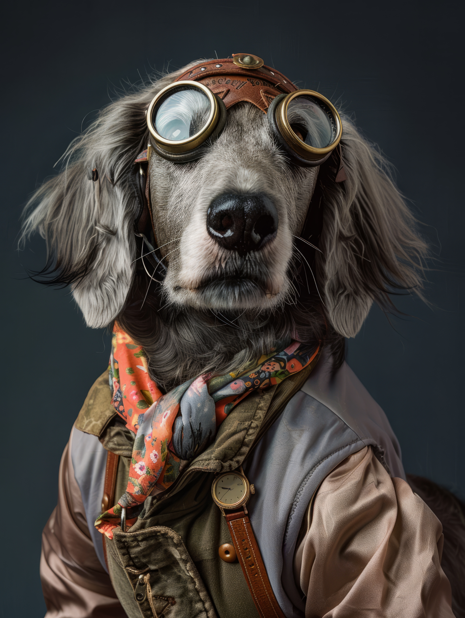 Canvas schilderij van een Flat Coated Retriever 80x120 cm