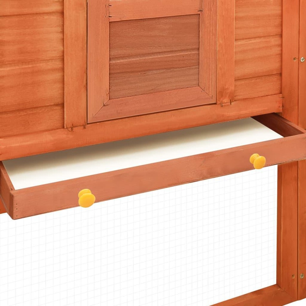 Clapier d'extérieur avec piste 250 x 192 x 105 cm bois de sapin solide marron