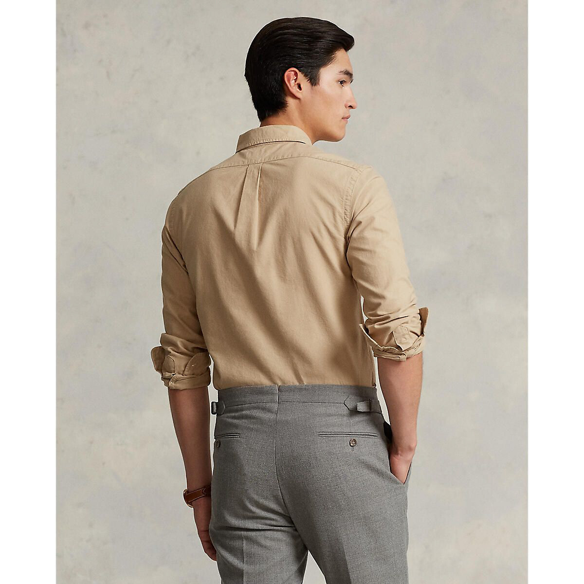 POLO RALPH LAUREN<br>Camisa Oxford Slim Fit tingida em peça
