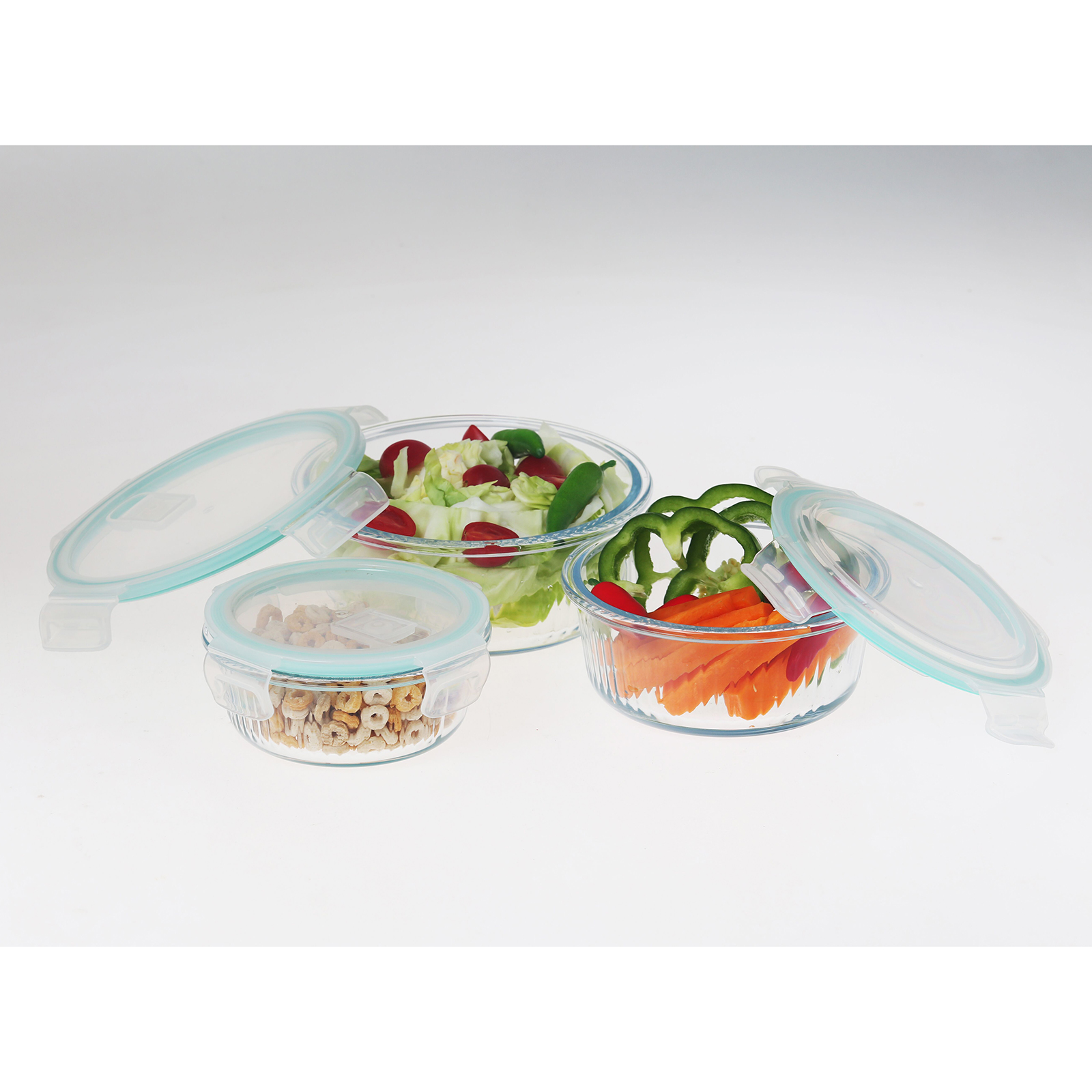 3-teiliges Set Frischhaltedosen - transparent-blau