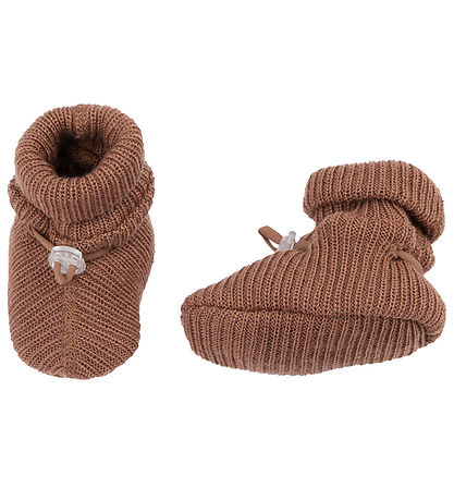 Joha Krabbelschuhe - Strick - Wolle - 2-lagig - Braun