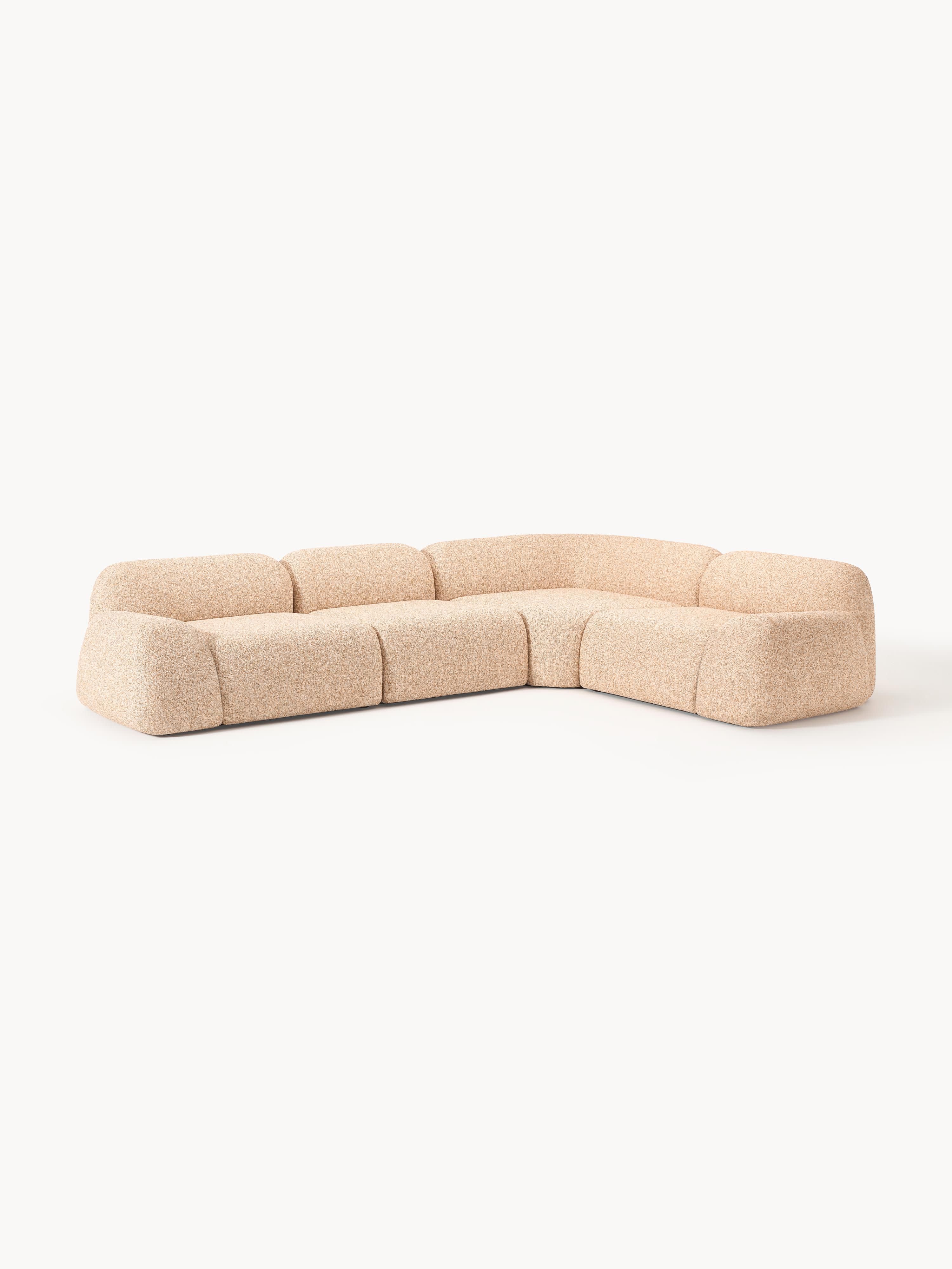 Modulaire hoekbank Wolke (4-zits) van bouclé