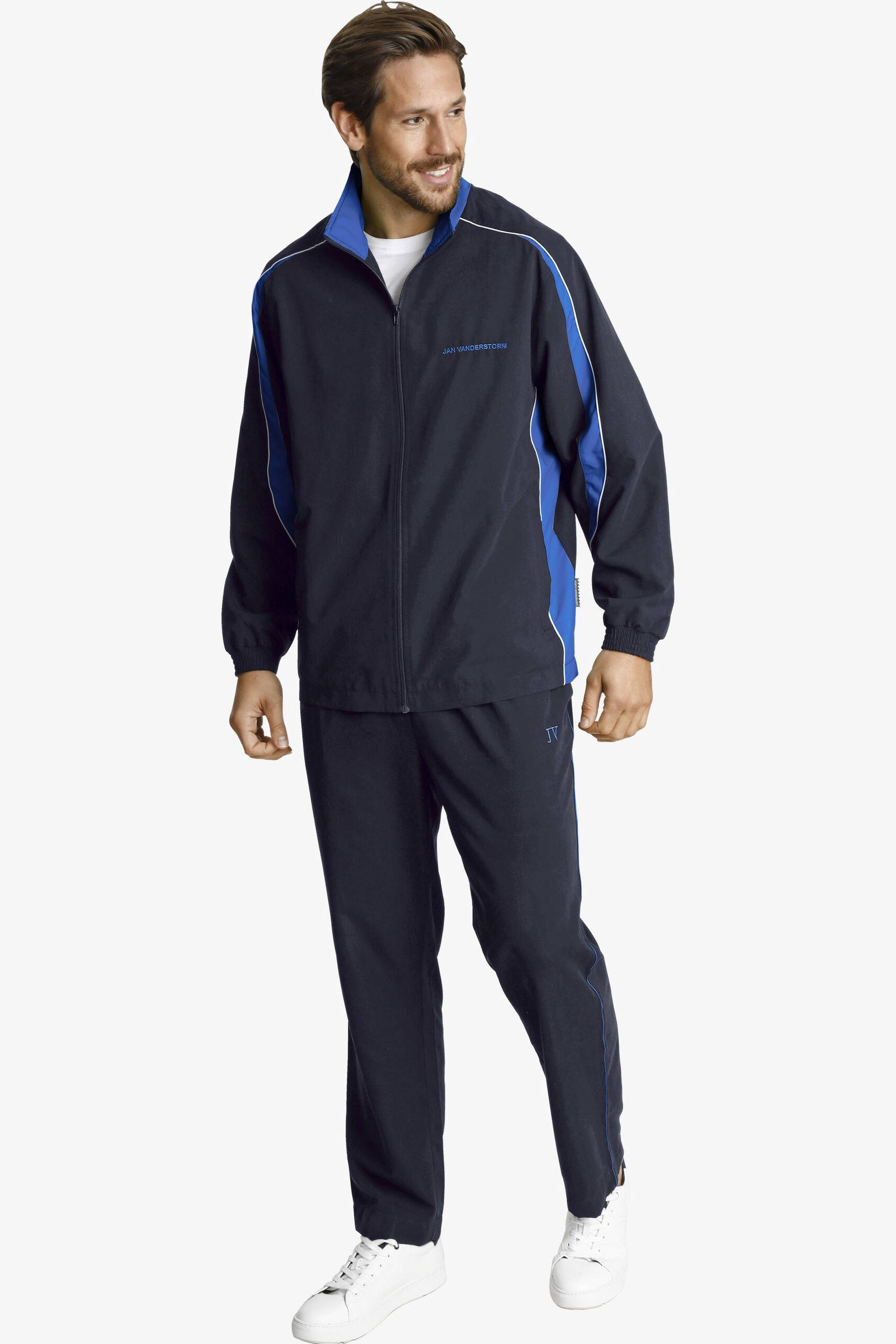 Jan Vanderstorm trainingspak Plus Size EIRIK donkerblauw/kobaltblauw