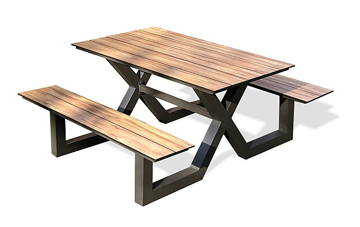Table de jardin Vancouver en aluminium coloris gris anthracite L.150 x l.164 x H.75 cm